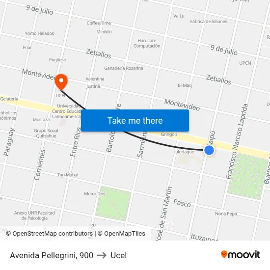 Avenida Pellegrini, 900 to Ucel map