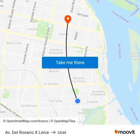 Av. Del Rosario X Leiva to Ucel map