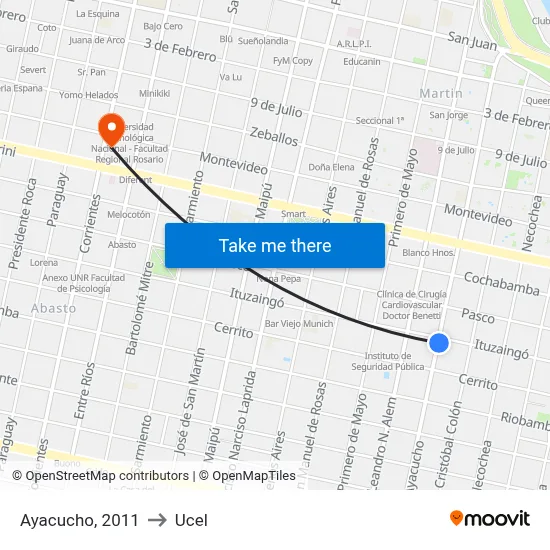 Ayacucho, 2011 to Ucel map