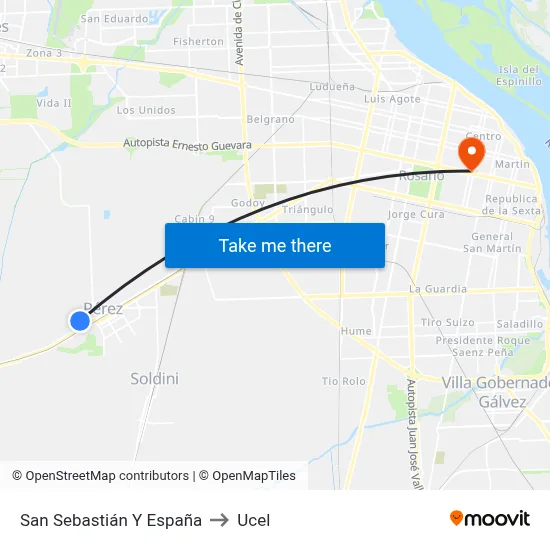 San Sebastián Y España to Ucel map