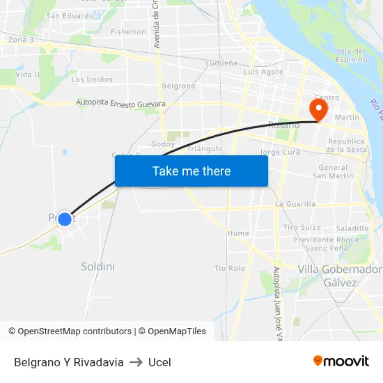 Belgrano Y Rivadavia to Ucel map