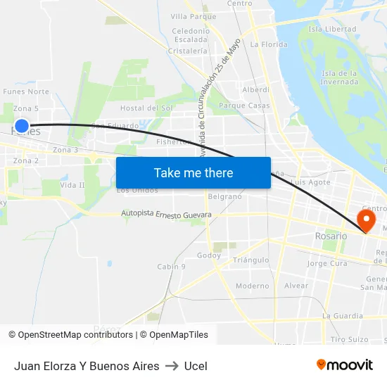 Juan Elorza Y Buenos Aires to Ucel map