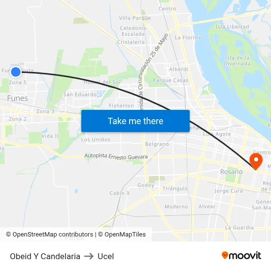 Obeid Y Candelaria to Ucel map