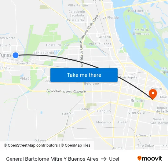 General Bartolomé Mitre Y Buenos Aires to Ucel map