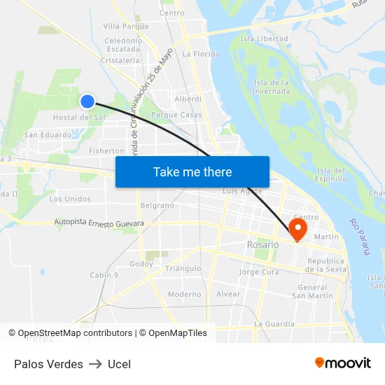 Palos Verdes to Ucel map