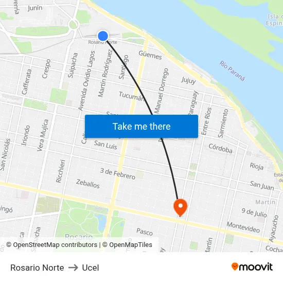 Rosario Norte to Ucel map