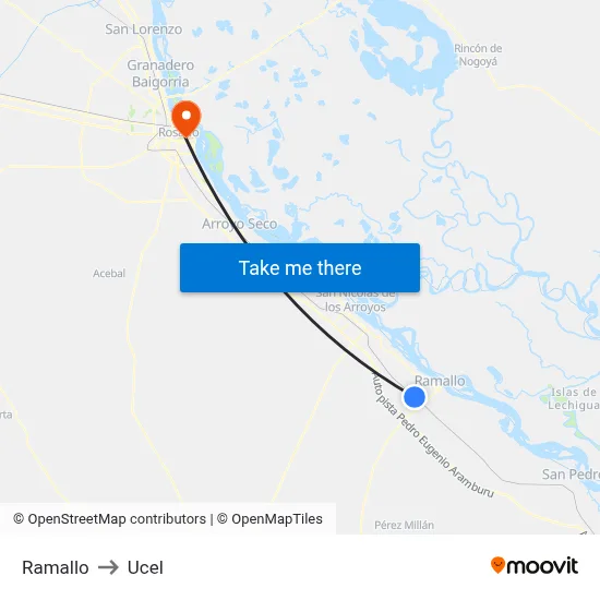 Ramallo to Ucel map