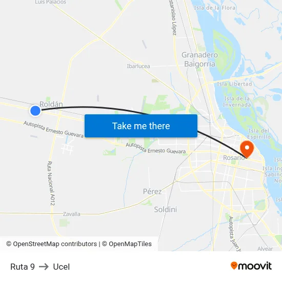 Ruta 9 to Ucel map