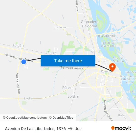 Avenida De Las Libertades, 1376 to Ucel map