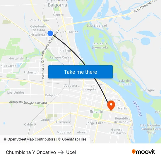 Chumbicha Y Oncativo to Ucel map