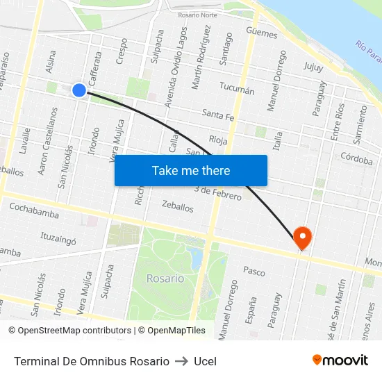 Terminal De Omnibus Rosario to Ucel map