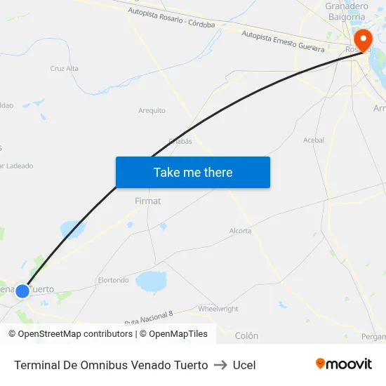 Terminal De Omnibus Venado Tuerto to Ucel map