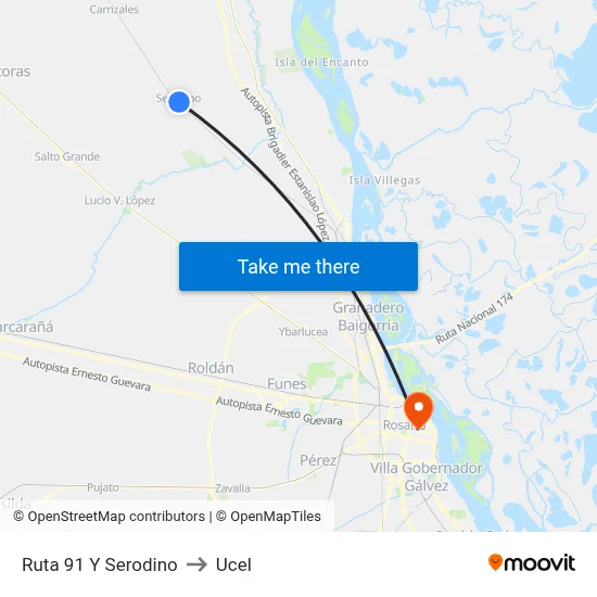 Ruta 91 Y Serodino to Ucel map