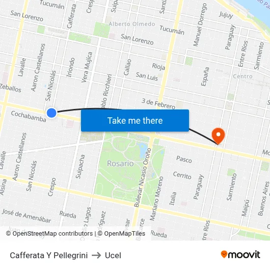 Cafferata Y Pellegrini to Ucel map