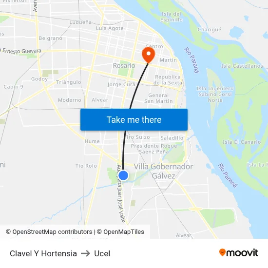 Clavel Y Hortensia to Ucel map