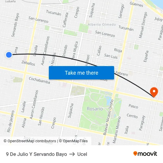 9 De Julio Y Servando Bayo to Ucel map