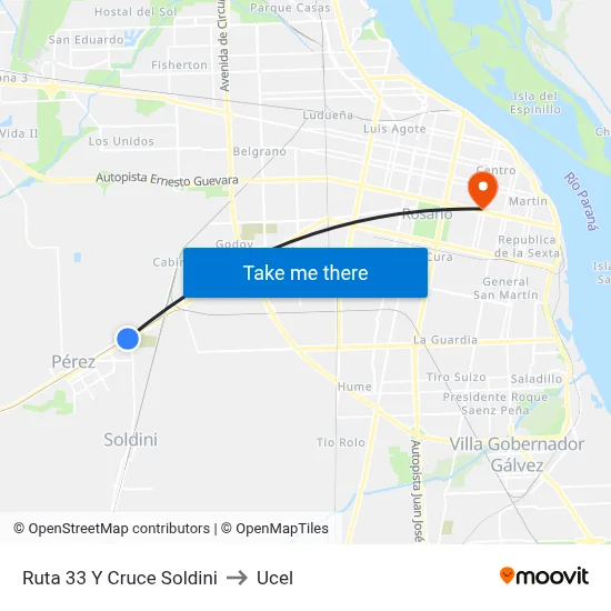 Ruta 33 Y Cruce Soldini to Ucel map