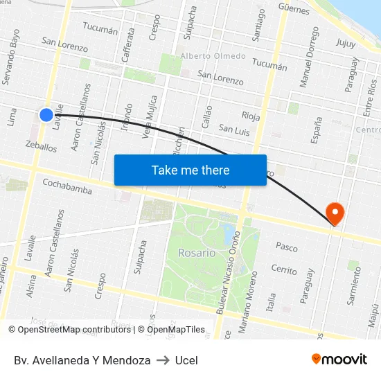 Bv. Avellaneda Y Mendoza to Ucel map