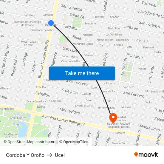 Cordoba Y Oroño to Ucel map
