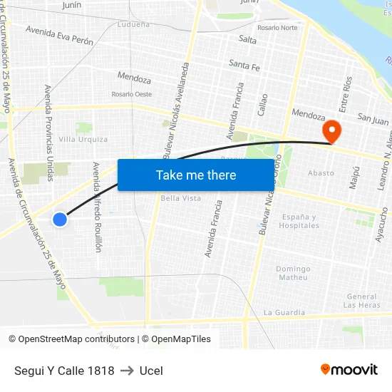 Segui Y Calle 1818 to Ucel map