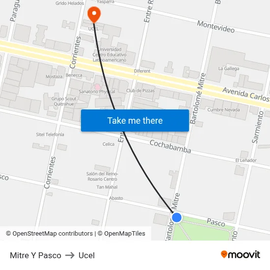 Mitre Y Pasco to Ucel map