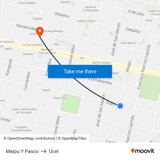 Maipu Y Pasco to Ucel map