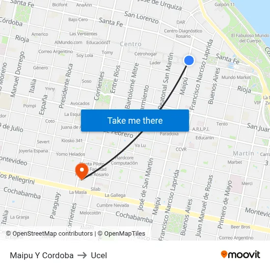 Maipu Y Cordoba to Ucel map