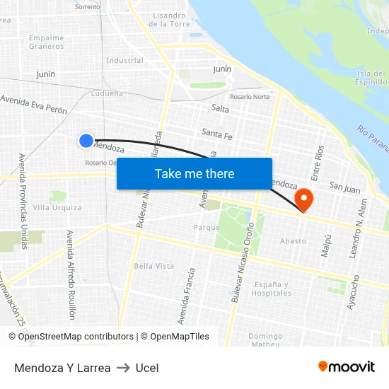 Mendoza Y Larrea to Ucel map