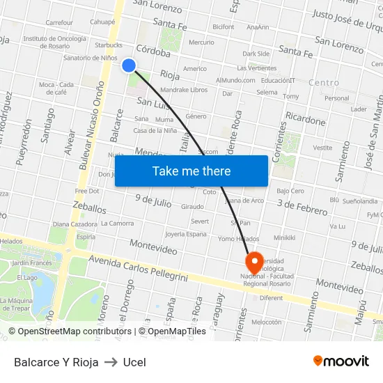 Balcarce Y Rioja to Ucel map