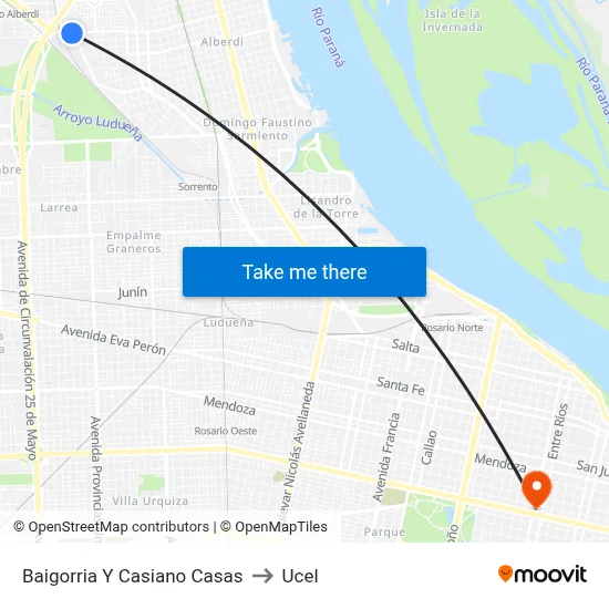 Baigorria Y Casiano Casas to Ucel map