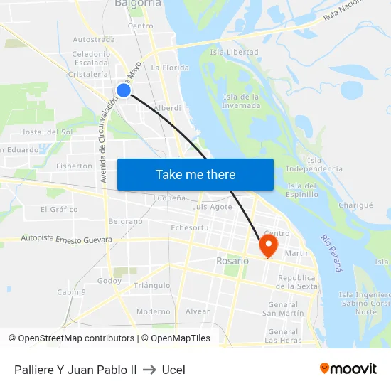 Palliere Y Juan Pablo II to Ucel map
