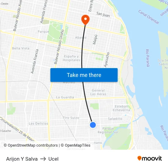 Arijon Y Salva to Ucel map