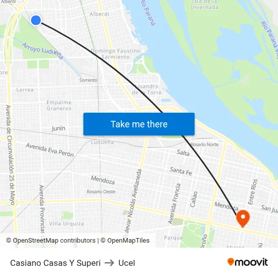 Casiano Casas Y Superi to Ucel map