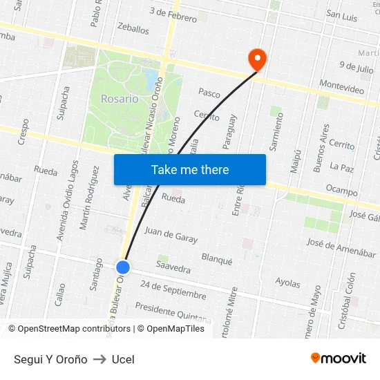 Segui Y Oroño to Ucel map