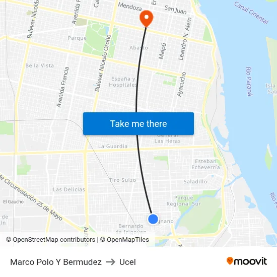 Marco Polo Y Bermudez to Ucel map