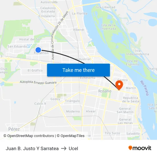 Juan B. Justo Y Sarratea to Ucel map