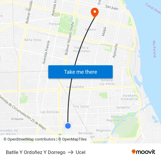 Batlle Y Ordoñez Y Dorrego to Ucel map