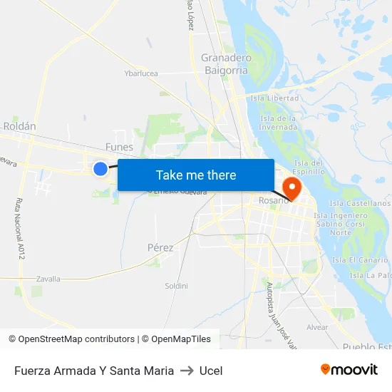 Fuerza Armada Y Santa Maria to Ucel map