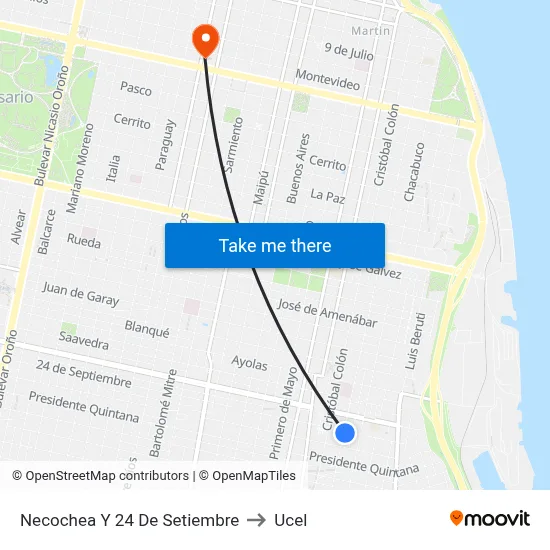 Necochea Y 24 De Setiembre to Ucel map