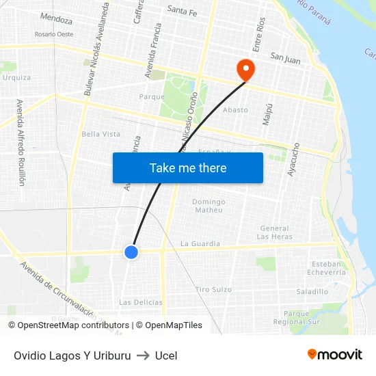 Ovidio Lagos Y Uriburu to Ucel map