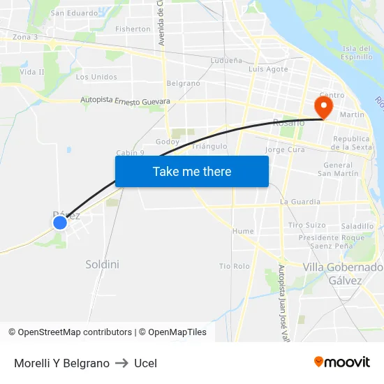 Morelli Y Belgrano to Ucel map