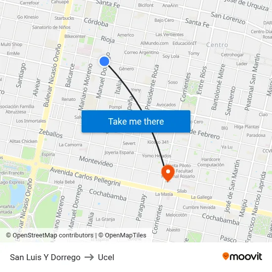 San Luis Y Dorrego to Ucel map