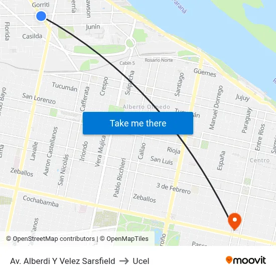 Av. Alberdi Y Velez Sarsfield to Ucel map