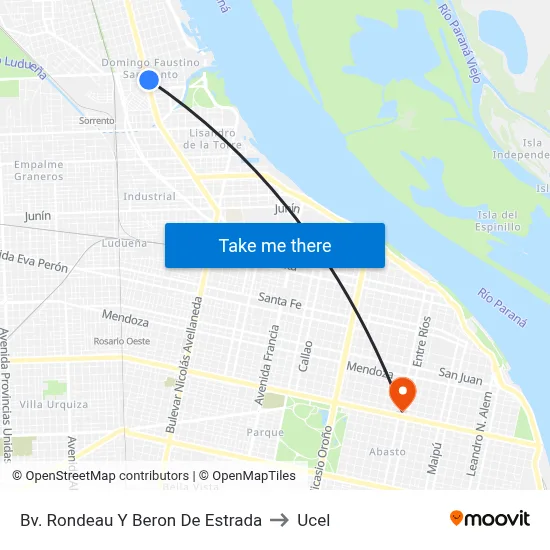 Bv. Rondeau Y Beron De Estrada to Ucel map