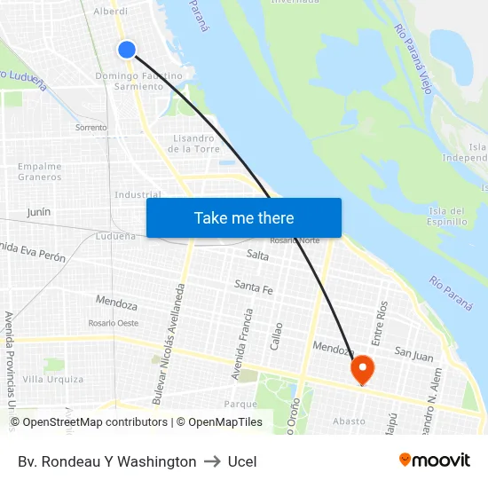 Bv. Rondeau Y Washington to Ucel map