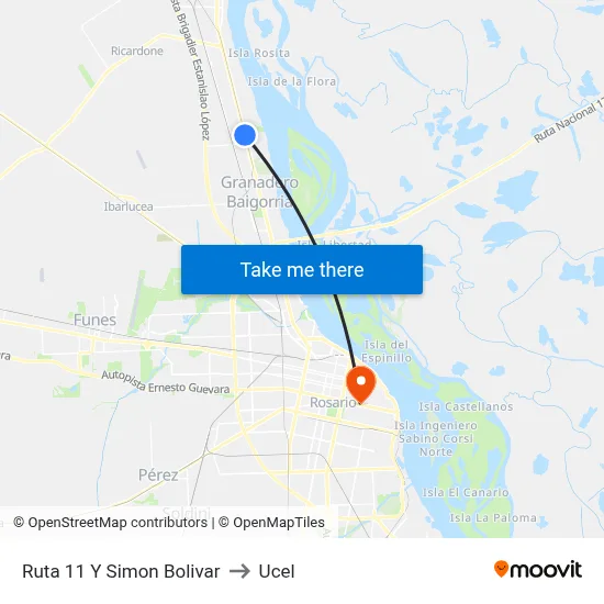 Ruta 11 Y Simon Bolivar to Ucel map
