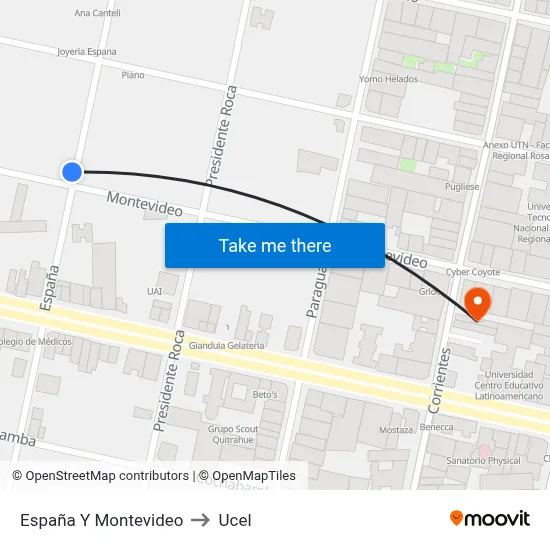 España Y Montevideo to Ucel map