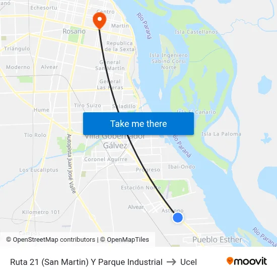 Ruta 21 (San Martin) Y Parque Industrial to Ucel map