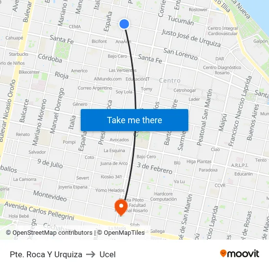 Pte. Roca Y Urquiza to Ucel map