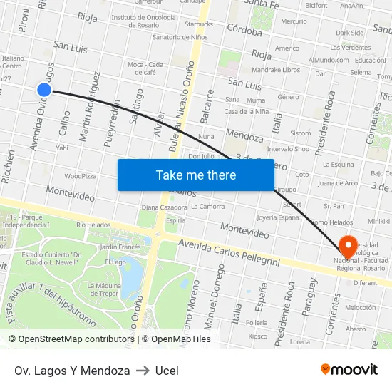 Ov. Lagos Y Mendoza to Ucel map